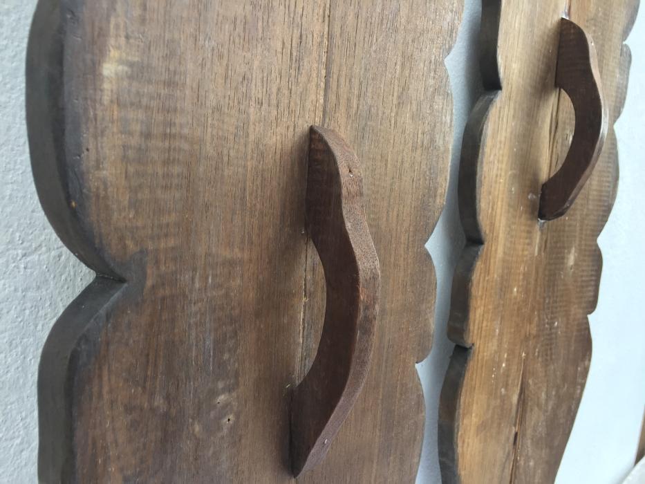 ONE PAIR Carved Wooden Shield Tribal Native Head hunter Tribe Borneo Dayak ARMOR