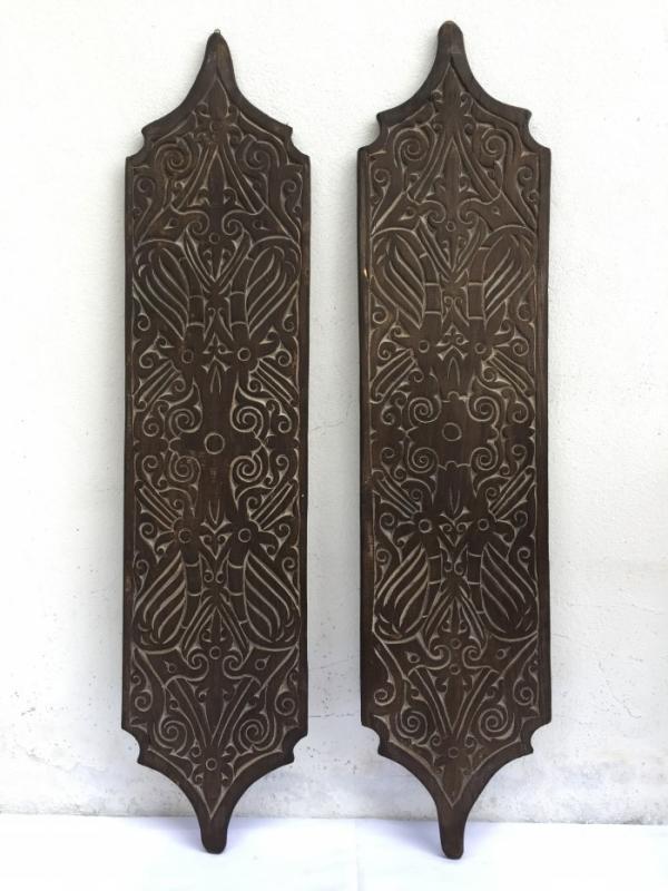 TWO TRIBAL (Height: 310mm) SHIELD Native Head hunter Tribe Dayak Borneo ARMOR ART