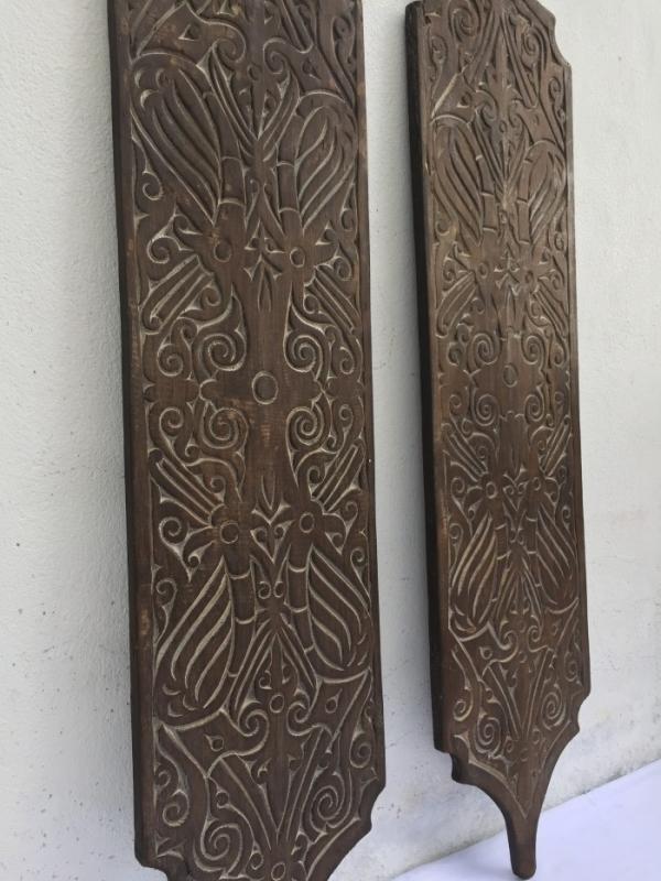 TWO TRIBAL (Height: 310mm) SHIELD Native Head hunter Tribe Dayak Borneo ARMOR ART