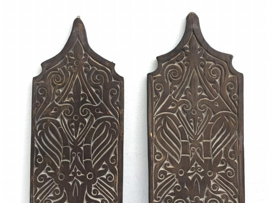 TWO TRIBAL (Height: 310mm) SHIELD Native Head hunter Tribe Dayak Borneo ARMOR ART