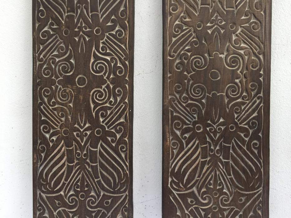 TWO TRIBAL (Height: 310mm) SHIELD Native Head hunter Tribe Dayak Borneo ARMOR ART