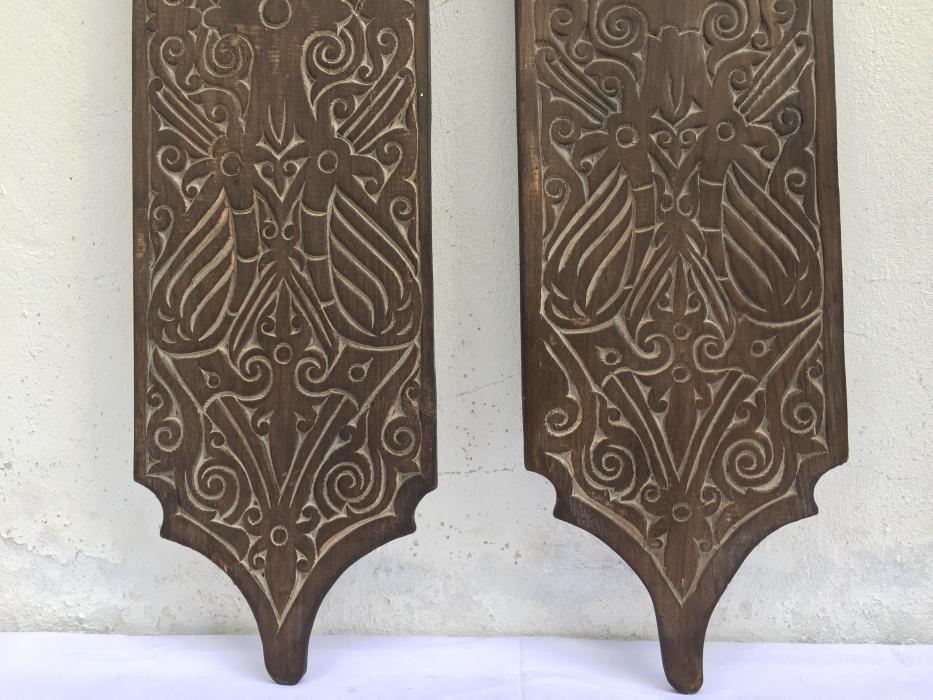 TWO TRIBAL (Height: 310mm) SHIELD Native Head hunter Tribe Dayak Borneo ARMOR ART