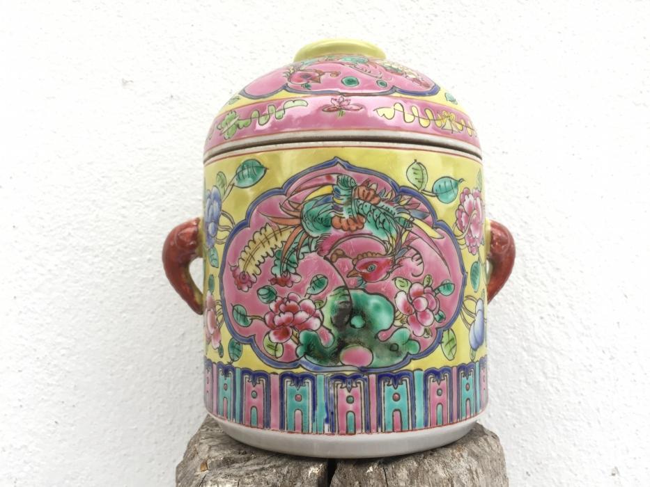 GINSENG SOUP COVERED BOWL Peonies & Phoenix Porcelain Box Nyonya Baba Kitchen