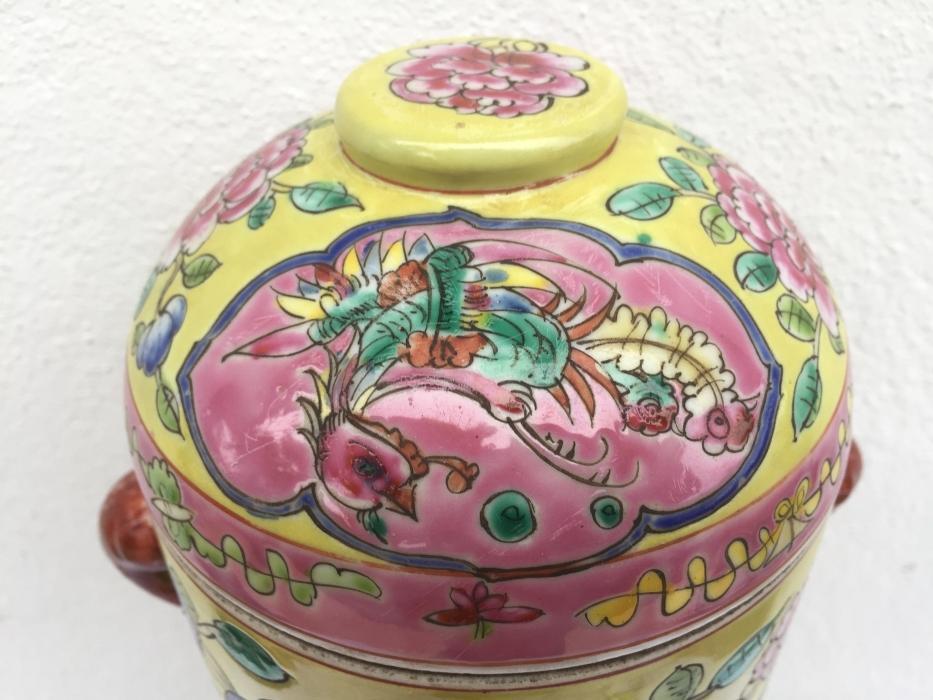 GINSENG SOUP COVERED BOWL Peonies & Phoenix Porcelain Box Nyonya Baba Kitchen