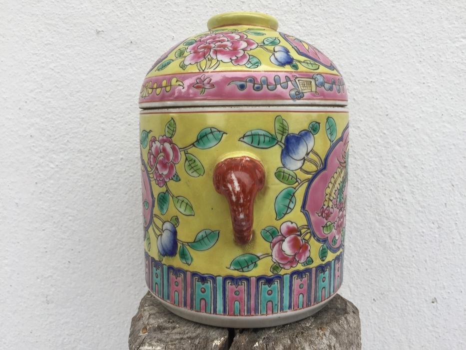 GINSENG SOUP COVERED BOWL Peonies & Phoenix Porcelain Box Nyonya Baba Kitchen