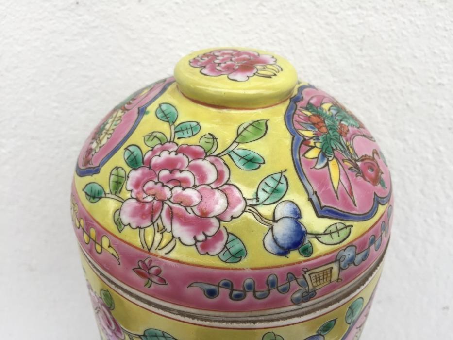 GINSENG SOUP COVERED BOWL Peonies & Phoenix Porcelain Box Nyonya Baba Kitchen