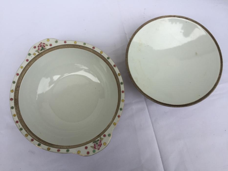 YELLOW NYONYA SOUP BOWL Chinese Wedding Ware / Food Serving Jar Porcelain Peonies