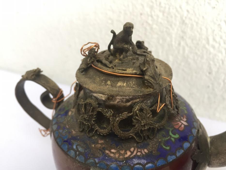ONE PAIR Chinese Teapot Gem Jade Feng Shui Dragon Tea Jar Kitchen Ware