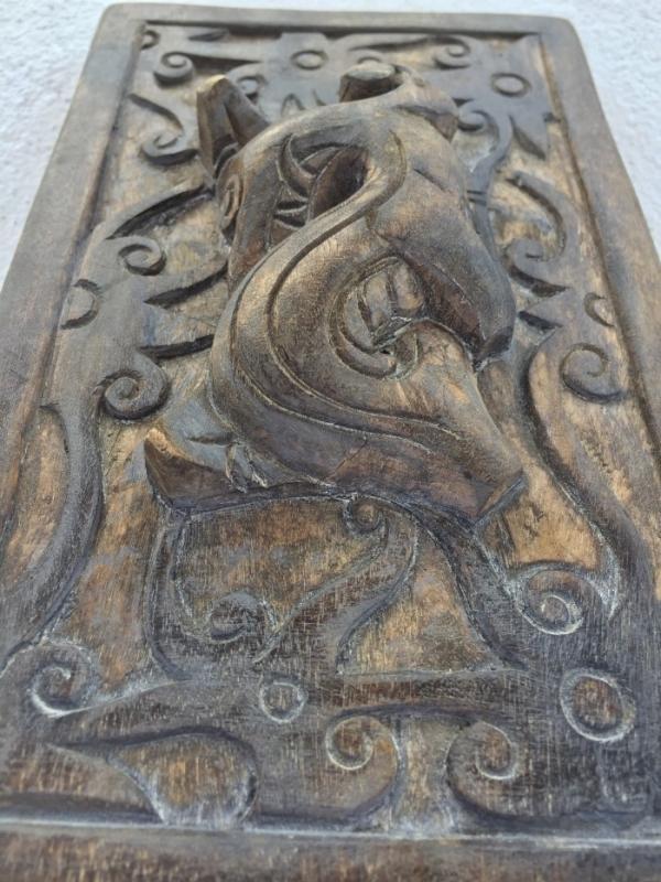 Large 205mm TATTOO INK BLOCK Art Body Piercing Tribal Tribe Statue Figure Dayak Borneo #3