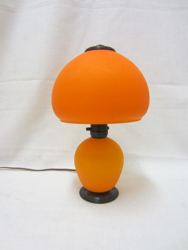 BELLOVA bohemian czech ORANGE Art Glass BOUDOIR LAMP McFaddin ART DECO