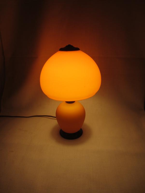 BELLOVA bohemian czech ORANGE Art Glass BOUDOIR LAMP McFaddin ART DECO