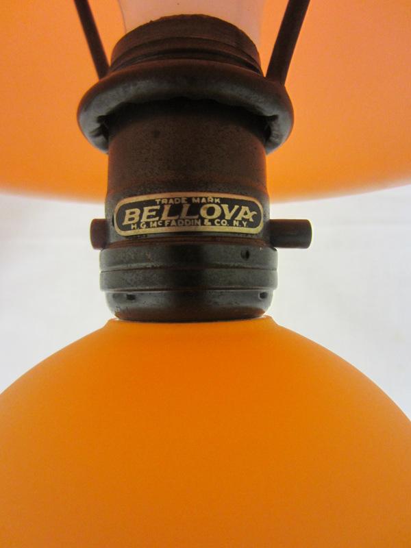 BELLOVA bohemian czech ORANGE Art Glass BOUDOIR LAMP McFaddin ART DECO