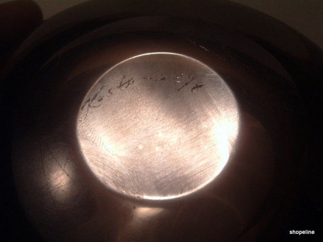 vintage KOSTA - VICKE LINDSTRAND - cased amber & clear ART GLASS BOWL signed LS 678