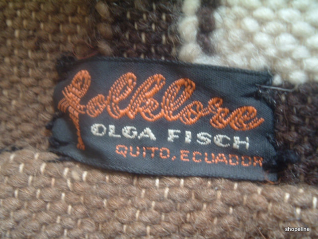 50's vintage Folklore OLGA FISCH Wall Hanging PEACOCK Bird woven TAPESTRY - eames era