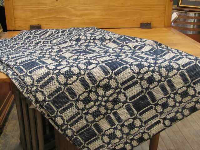 Homespun Bed Cover - Blue & White