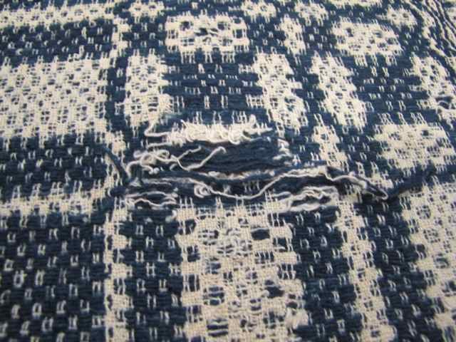 Homespun Bed Cover - Blue & White