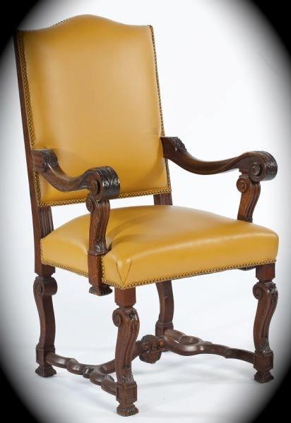 Early 20th Century Italian Style Leather Arm Chair