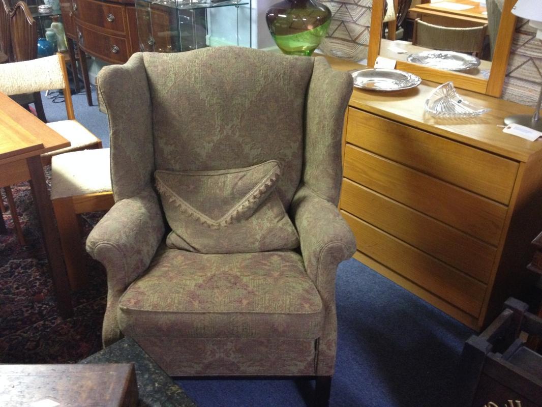 Vintage Upholstered Wingback Fireside Club Lounge Chairs