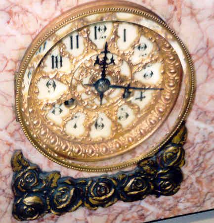 French Art Deco Marble Clock w/Tazzas