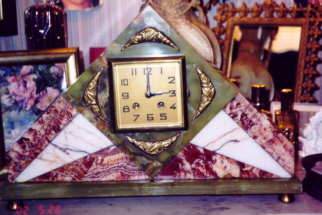 French Marble Art Deco Clock