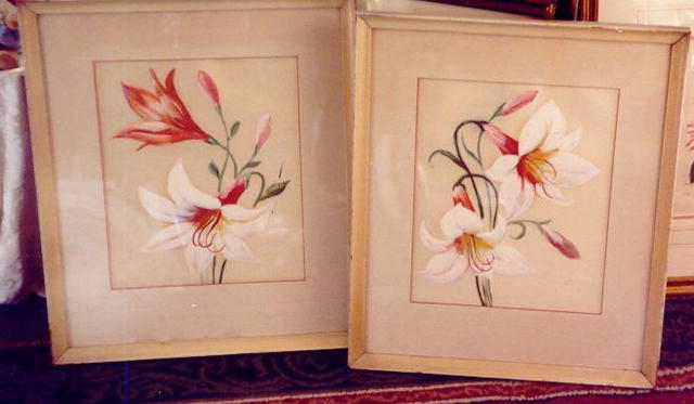 Lilies on Silk--pair