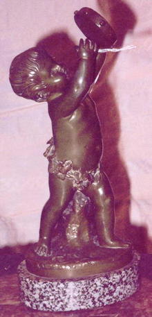 Bronze statue of Cherub w/tamborine