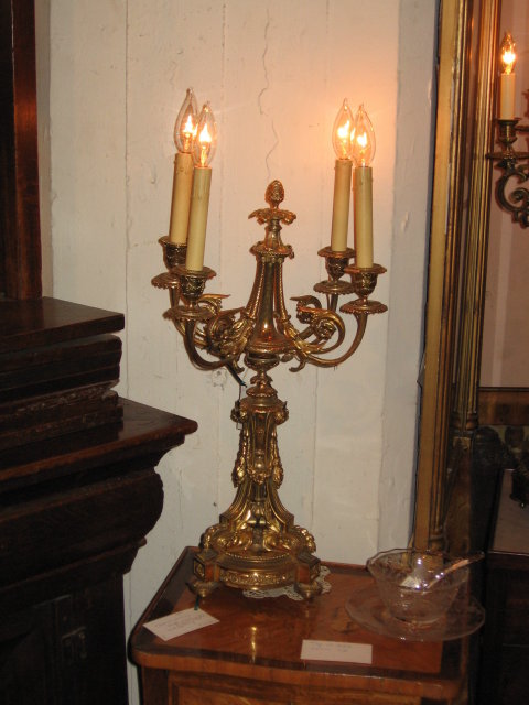 French Dore' Bronze Candlabras--pair