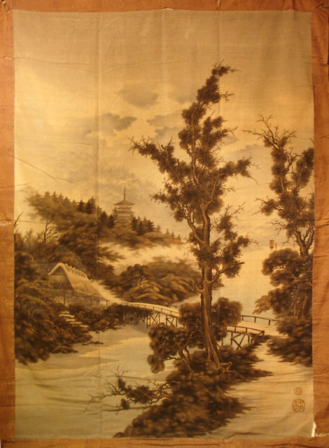 19th Century Japanese Silk Tapestry