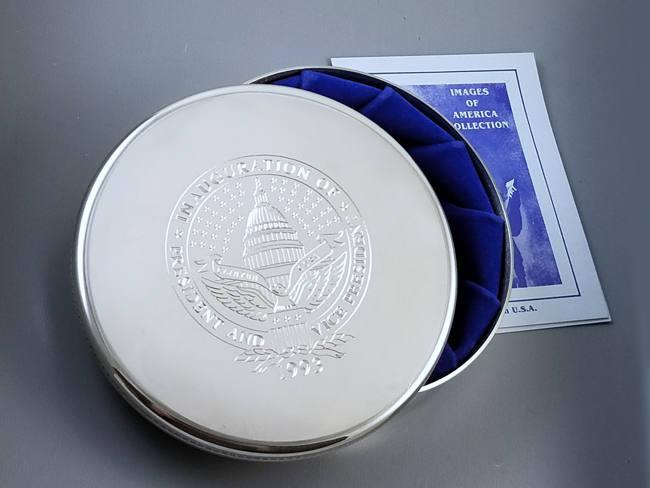 President William Jefferson Clinton vice president Albert Arnold Gore collectible keepsake inaugural pewter jewelry box by Salisbury