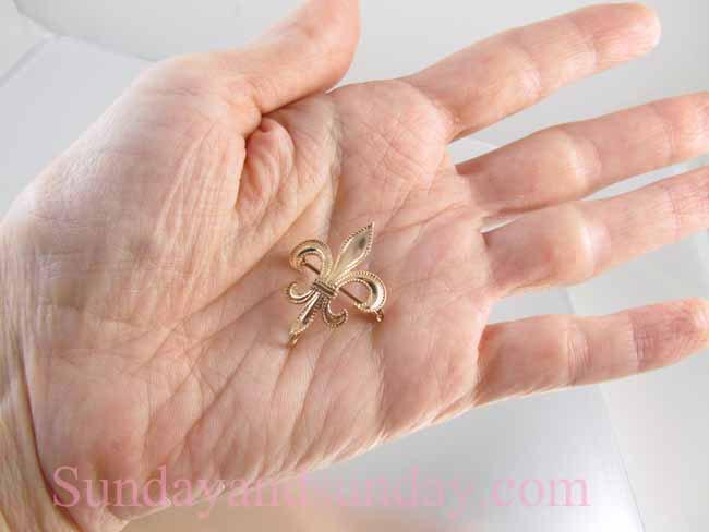 Antique Edwardian 10k rose gold fleur de lis brooch pin, lapel pin, watch pin