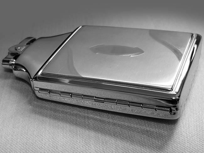 Cigarette case lighter Ronson chrome vintage Art Deco M63 C&E unused, new old stock, nos, tobacciana, smoking, collectibles, man cave