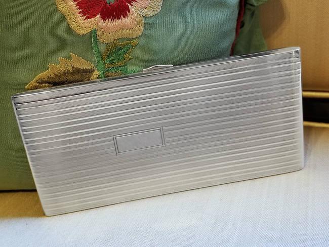 7.2 ounce Vintage Art Deco signed Napier sterling silver cigarette case, tobacciana, smoking, wallet, business card case, bill fold