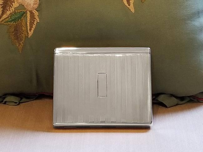 5.5 ounce scarce Flip Top Box vintage Art Deco 1920s signed Battin sterling silver cigarette case, smoking, tobacciana, business card case