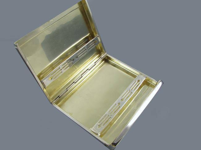 5.5 ounce scarce Flip Top Box vintage Art Deco 1920s signed Battin sterling silver cigarette case, smoking, tobacciana, business card case