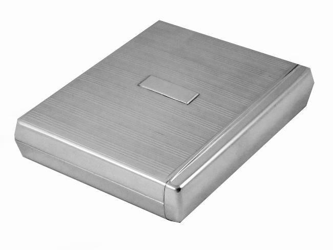 5.5 ounce scarce Flip Top Box vintage Art Deco 1920s signed Battin sterling silver cigarette case, smoking, tobacciana, business card case