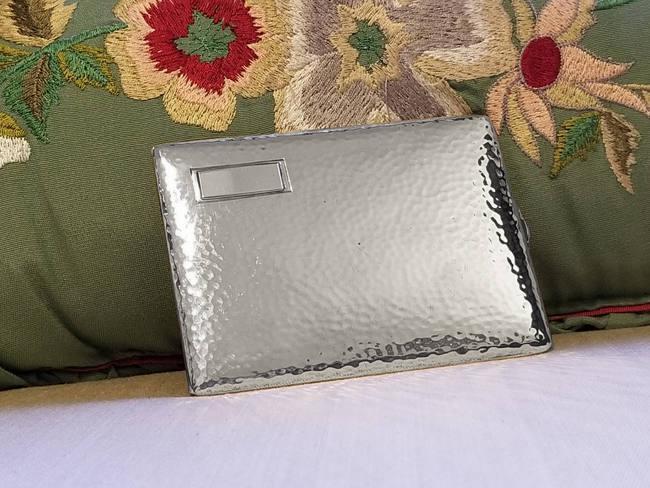 3.8 ounce vintage Art Deco hand hammered signed Watrous sterling silver cigarette case, smoking, tobacciana, business card case
