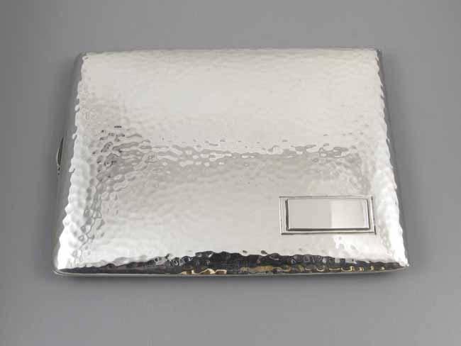 3.8 ounce vintage Art Deco hand hammered signed Watrous sterling silver cigarette case, smoking, tobacciana, business card case