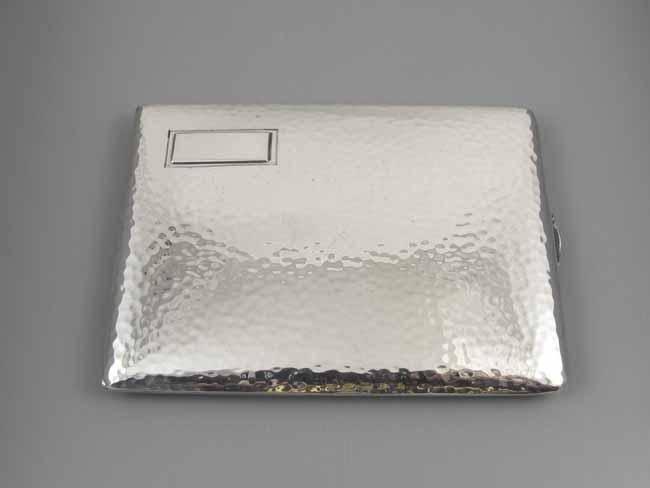 3.8 ounce vintage Art Deco hand hammered signed Watrous sterling silver cigarette case, smoking, tobacciana, business card case