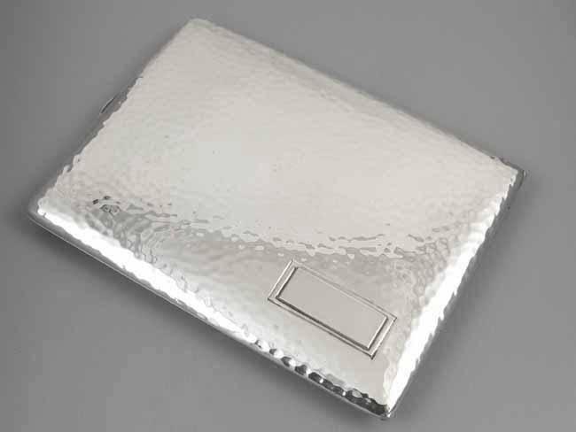3.8 ounce vintage Art Deco hand hammered signed Watrous sterling silver cigarette case, smoking, tobacciana, business card case