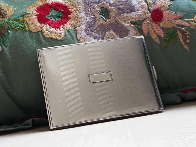 3.8 ounce Vintage Art Deco signed R. Blackinton sterling silver cigarette case, tobacciana, smoking, business card case
