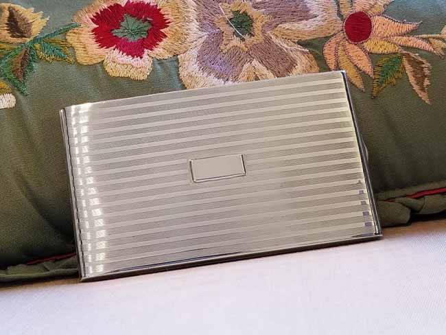 6.1 ounce Vintage Art Deco signed Napier sterling silver cigarette case, tobacciana, smoking, business card case