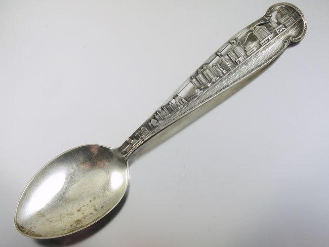 Watson 1920s Art Deco Atlantic City Boardwalk New Jersey sterling silver souvenir tea spoon- phenomenal detail