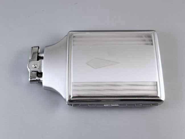 Cigarette case lighter Ronson chrome vintage Art Deco unused, new old stock, nos, tobacciana, smoking, collectibles, man cave