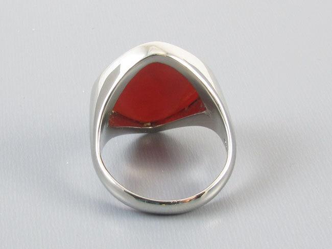 Mans vintage Art Deco 14k white gold carnelian intaglio seal ring, size 10