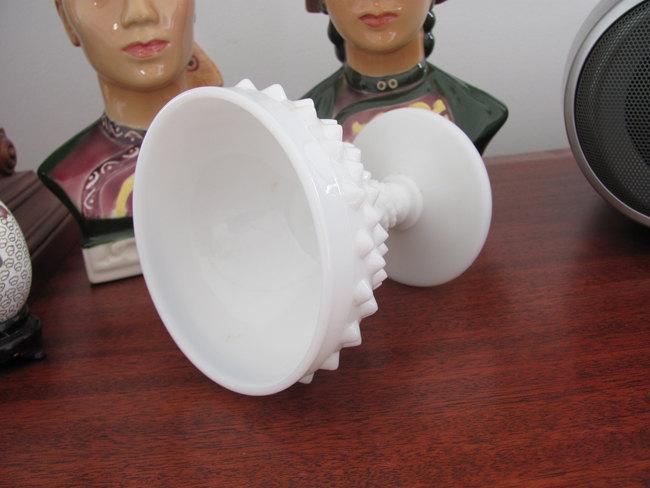 Vintage white milk glass hobnail footed compote bowl mid century / shabby chic / vintage decor / candy dish / nut dish