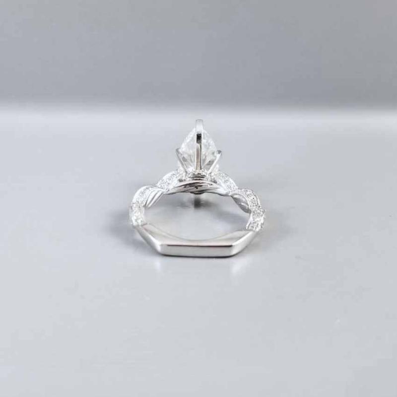 Modern estate diamond engagement ring 14k white gold, platinum head, pear shape 1.91 carat, 82 diamond mounting, 2.75 cttw, GIA cert, SI2/G
