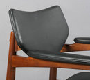 7400 6 mid-century modern labeled Thonet arm chairs with vinyl backs and seats circa 1950