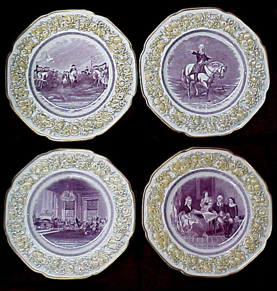 83.5388 12 Pc Bicentennial George Washington Porcelain Memorial Plate Set 1732-1932