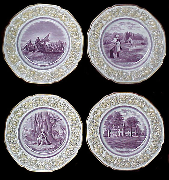 83.5388 12 Pc Bicentennial George Washington Porcelain Memorial Plate Set 1732-1932
