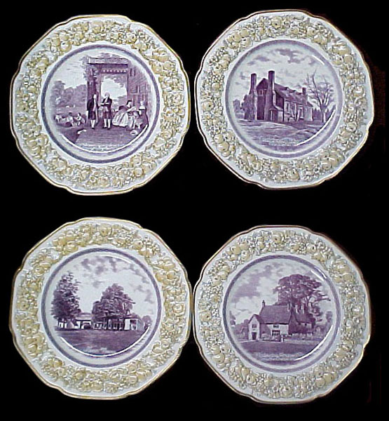 83.5388 12 Pc Bicentennial George Washington Porcelain Memorial Plate Set 1732-1932